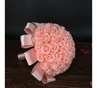 LCHJX 1/2/4/6 pcs 10 Pulgadas Ramos de Flores de Boda para Novias Ramos de Rosa Falsas Arreglos Florales con Diamantes y Cintas Suaves para Decoraciones de Bodas
