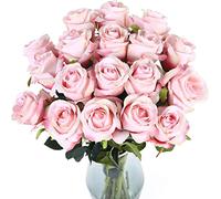 LCHJX 10 pcs Rosas Artificiales con Tallos de Toque Real