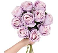 LCHJX 10 pcs Rosas Artificiales con Tallos de Toque Real