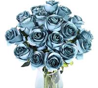 LCHJX 10 pcs Rosas Artificiales con Tallos de Toque Real