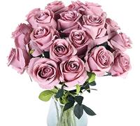 LCHJX 10 pcs Rosas Artificiales con Tallos de Toque Real