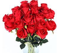 LCHJX 10 pcs Rosas Artificiales con Tallos de Toque Real