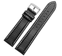 LCHJX 18 mm 20 mm 21 mm 22 mm 23 mm costura naranja fibra de carbono hombre rojo negro de cuero genuino genuino con correa de banda de reloj plateada