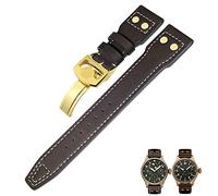 LCHJX 20 mm 21 mm 22 mm de cuero de cuero Rivet de cuero ajustado para pilotos de bronce IWC Mark 18 Spitfire Watch Strap