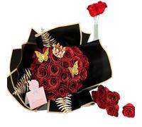 LCHJX Bouquet de Flores secas exóticas 36 Pack DIY Glitter Roses Bouquet, Spring Hermoso Bouquet de Rosas Artificiales para graduaciones Aniversario de Bodas (Lila)