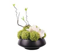 LCHJX Flor Artificial con jarrón de cerámica, Maceta de cerámica de Gel de sílice plantada Maceta, Ramo de decoración de jarrón de cerámica para el Centro