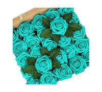LCHJX Flores Artificiales para la decoración 25 PCS Rosas de Espuma de Aspecto Real con Tallos DIY Boda Centerajes Party Cake Decoración del hogar
