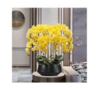 LCHJX Flores de Seda de orquídeas Artificiales en Maceta Negra, Gran Falso Phalaenopsis Arreglo para la Oficina en el hogar Mesa de Comedor de baño Decoración Moderna