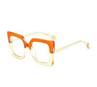 LCHJX Gafas de sol cuadradas de perlas venecianas de moda retro para mujer, Naranja, amarillo, transparente, Talla única