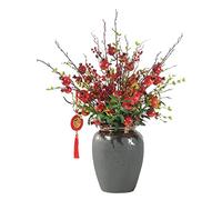 LCHJX Gran Fruta de Granada Artificial en el jarrón de cerámica Flores de Seda Falsa Planta Artificial en Maceta para la Fiesta de la Boda del jardín del hogar Decoración de la Boda