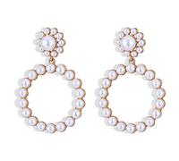 LCHJX Jewelry Pendientes para Mujer, Pendientes Colgantes Redondos De Cristal De Moda Pendientes De Boda con Encanto De Perlas De Moda Femenina Regalos Femeninos para Novia, Esposa, Hermana, Hija