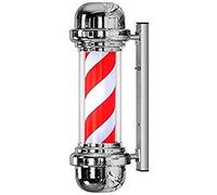 LCHJX Lámpara de Pared al Aire Libre Led Barbers Pole Classic Chrome Luz giratoria Rechas Blancas de Color Rojo Bright Barber Shop