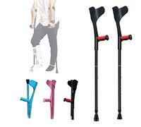 LCHJX Muletas 1 par de antebrazo con puños Abiertos, Caminata de Aluminio Plegable, Altura de 10 Niveles Ajustables, manijas ergonómicas, Apto para Hombres y Mujeres Altura 140-185 cm/Negro (blac