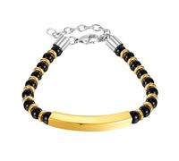 LCHJX Nueva pulsera 2025 para hombres ID de ID de acero inoxidable Agata Black Agata Bola de bolas extendida 8.26 pulgadas +6 cm N1552 Hallazgos de joyas Accesorios de moda Regalo creativo