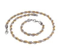 LCHJX Nuevo 2026 Stainles unisex stell 24 ''+8.26 '' 8 mm/6 mm Juego de joyería de acero inoxidable Pulsera de collar de cuerda Accesorios de moda Regalo creativo para mujeres y hombres