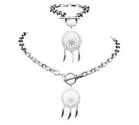 LCHJX Nuevo 2026 unisex bohemian hojas colgantes colgantes collar juego para mujeres hombres de acero inoxidable dorada de oro pulsera lujo con ustedes accesorios de moda para mujeres y hombres