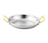 LCHJX Paellera española de 10 tamaños, martillada a mano, antiadherente, sartén con asas dobles para hogares o restaurantes, plata, 20 cm