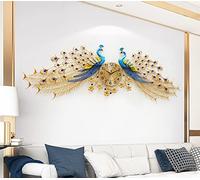 LCHJX Reloj de Pavo Real de Metal, Sala de Estar, decoración de la Pared Adornos de Oro en el Reloj silencioso para Sala de Estar