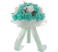 LCHJX Rosas artificiales con mango de satén para novia, dama de honor, ramo de flores de seda, arreglos de boda, fiesta, decoración del hogar