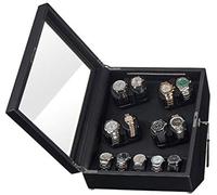 LCHJX Veninador automático de Reloj automático de Pintura de Piano de Reloj mecánico, Potencia Dual, 5 Modo de roce, Caja de Relojes de bobinado automático, Parada de Tapa automática (8+5 Negro)