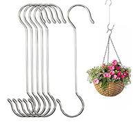 Lchkrep Paquete de 6 ganchos en forma de S extra grandes y resistentes para plantas al aire libre, para cestas, comederos de pájaros, campanillas de viento, adornos de jardín, pérgola, armario, cesta