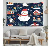 LCHMQ Alegres personajes navideños Tapiz Animales de invierno adorables de Pared Tapiz de Ropa de Cama Manta de Playa Para Dormitorio Sala de Estar 150x130cm