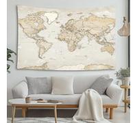 LCHMQ Mapamundi Vintage Tapiz Tela Decorativa Globo Terráqueo Antiguo Tapiz de Pared Grande como de Habitación 200x150cm
