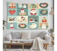 LCHMQ Personajes navideños festivos Tapiz Animales invernales estampados de Pared Tapiz de Ropa de Cama Manta de Playa Para Dormitorio Sala de Estar 150x130cm