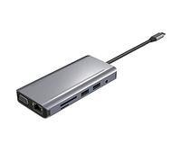 Lckiioy - Adaptador multipuerto USB C 11-en-1 con RJ45 4K compatible con VGA 4 USB2.0 PD3.0 Audio 3.5Mm SD/TF Hub con luz LED