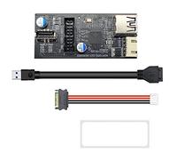 Lckiioy Cabecera de 19 a tipo E + placa base de 19 divisor de 1 a 2 puertos USB 3.0 Hub adaptador USB conector USB de 19 (A)