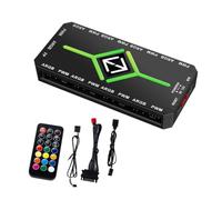 Lckiioy Controlador ARGB 5 V y 3, Concentrador de Ventilador PWM 4, Concentrador de Ventilador PWM ARGB para Ventilador de Caja de Computadora ARGB Direccionable 5 V Negro