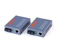 Lckiioy Convertidor de Medios de Fibra óPtica Gigabit de 1 Par -GS-03 3KM 1000Mbps Puerto SC de Fibra úNica Fuente de AlimentacióN Externa Enchufe de la UE