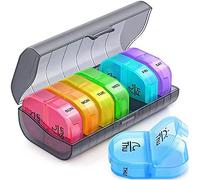 Lckiioy Organizador de pastillas de plástico con 7 pastilleros desmontables para guardar medicamentos, medicamentos, vitaminas y aceites de pescado
