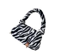 LCKKJHG Bolsa De Peluche Mini bolsos de hombro con estampado for mujer, felpa invierno for axilas, patrón cebra y leopardo, mano esponjosos, monederos pequeños(Type D)