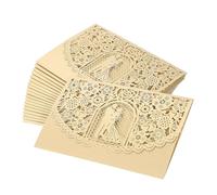 LCKKJHG Invitaciones Boda 10 piezas de cubierta tarjeta invitación boda, papel perlado cortado con láser, tarjetas for el novio, suministros for fiesta aniversario para la Fiesta(Beige Cover)