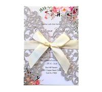 LCKKJHG Invitaciones Boda 25/50/100 Uds. Tarjeta de invitaciones boda decoración for fiesta compromiso para Fiestas(Silver,50pcs)