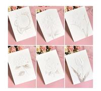 LCKKJHG Invitaciones Boda Tarjeta de felicitación con flores blancas y sobre, tarjeta agradecimiento desplegable bendición, invitación flor en relieve(6PCS)