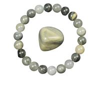 LCKKJHG Pulsera de cristal pulsera de cuentas de piedra obsidiana dorada hombres mujeres oro luz arco iris obsidiana piedra en bruto redonda perla energía joyería, 17cm