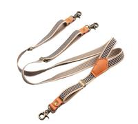 LCKKJHG Tirantes Hombre Tirantes vintage de piel sintética con tres ganchos y hebilla flexible bronce a rayas marrones(Beige)