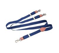 LCKKJHG Tirantes Hombre Tirantes vintage de piel sintética con tres ganchos y hebilla flexible bronce a rayas marrones(Deep blue)
