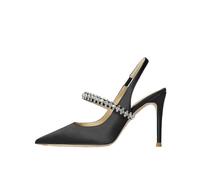 LCKKJHG Zapatos De Boda Mujer Sandalias de Diamantes for Mujer, Talla 34-45, tacón Fino, Puntiagudas, de Cuero, Tacones Altos, Zapatos de Boda for Mujer(Black 10CM Heel,43)