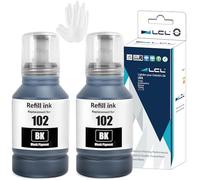 LCL 102 Tinta Compatible con Epson 102 Negro Botella de Tinta Compatible con ET-2700 ET-2750 ET-2751 ET-2756 ET-2850 ET-2851 ET-2856 ET-3700 ET-3750 ET-3850 ET-4750 ET-4850 ET-4856 15000(2-Pack)