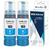 LCL 103 Tinta Compatible para Epson 103 Cian Botella de Tinta Compatible con Epson EcoTank L1110 L1210 L1250 L3100 L3101 L3110 L3111 L3150 L3151 L3156 L3160 L3210 L3211 L3250 L3251 L3256(2-Pack)