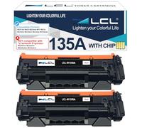 LCL 135A Negro Cartucho de Tóner Reemplazo para HP 135A W1350A 135X W1350X Compatible para HP LaserJet M207dw M209 M209dw MFP M234 M234dw M234sdn M234dw M235sdw (2-Pack con Chip)
