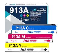 LCL 913A Cartucho de Tinta Compatible para HP 913A F6T77AE F6T79AE F6T78AE Reemplazo para HP PageWide 352dw MFP377dw 377dn Pro 352dn 452dn 452dw 452dwt 477dn MFP 477dw (3-Pack,CMY)