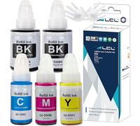 LCL Botella de Tinta Compatible GI-490 GI-590 GI-590BK GI-590C GI-590M GI-590Y (4PK, K 135ML,CMY 70ML) Reemplazo para Canon PIXMA G1400 G1410 G2400 G2410 G3400 G4400 G4411 G1500 G1510 G2500
