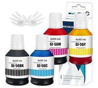 LCL Botella de Tinta Compatible GI56 GI-56 BK GI-56BK GI-56C GI-56M GI-56Y (4Pack, K 170ML,CMY 135ML) Reemplazo para Canon MAXIFY GX7050 GX6050 GX5050 GX4050 GX3050