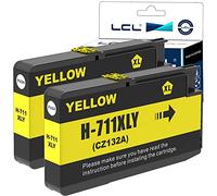 LCL Cartucho de Tinta Compatible 711XL 711 XL CZ132A (2 Amarillo) Reemplazo para HP Designjet T120 24/T120 610/T520 24/T520 36/T520 610 T520 914/T125 24/T530 T130 T525