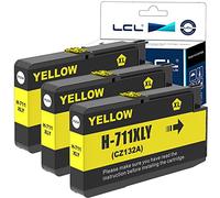 LCL Cartucho de Tinta Compatible 711XL 711 XL CZ132A (3 Amarillo) Reemplazo para HP Designjet T120 24/T120 610/T520 24/T520 36/T520 610 T520 914/T125 24/T530 T130 T525