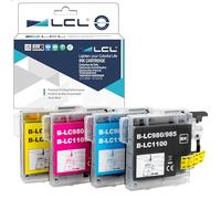 L artucho de Tinta Compatible con LC980 LC1100 LC1100BK LC1100C LC1100M LC1100Y (1 Negro 1 Cian, Magenta y Amarillo) para Brother DCP-J140W/145C/165C/185C/195C/197C/365CN/375CW